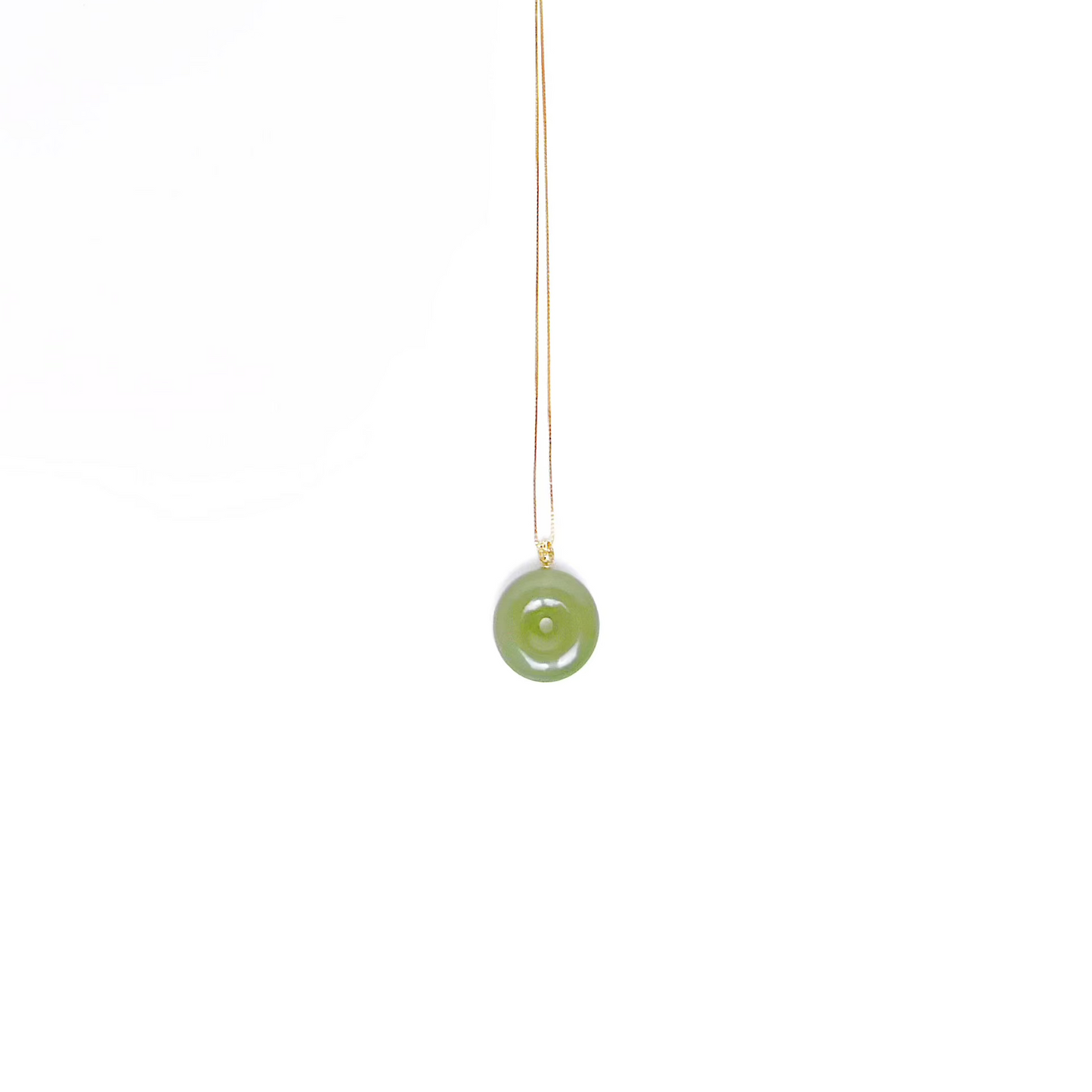 Button Jade Pendant Silver Necklace with 18k gold accessory