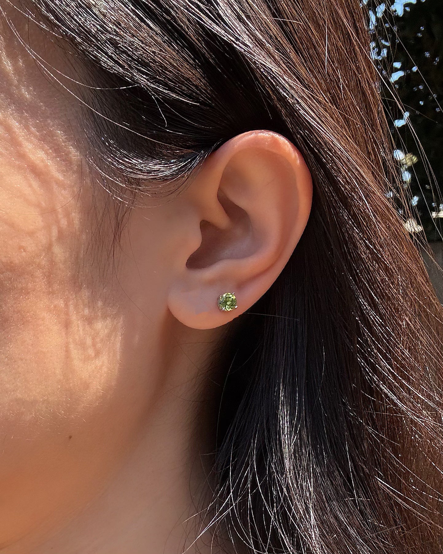Olive Glow Peridot Stud Earrings