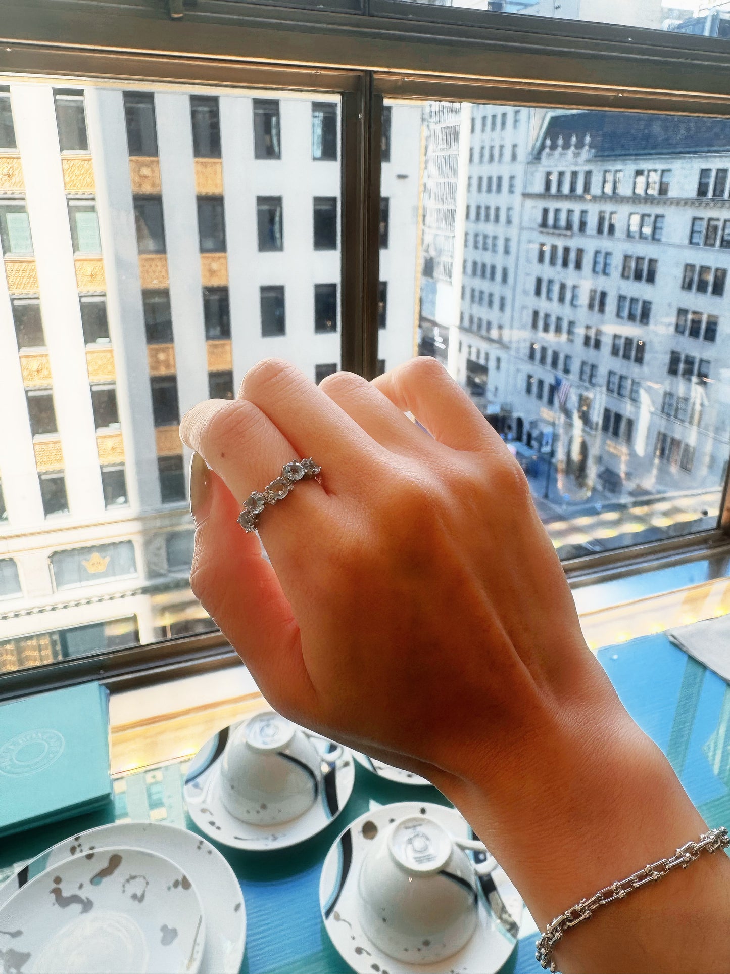 aquamarine silver band city view