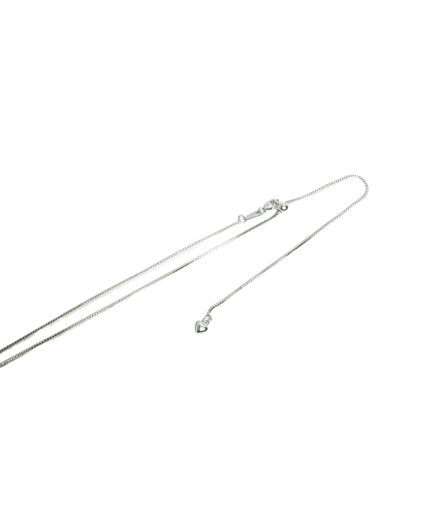 Silver necklace on a white background