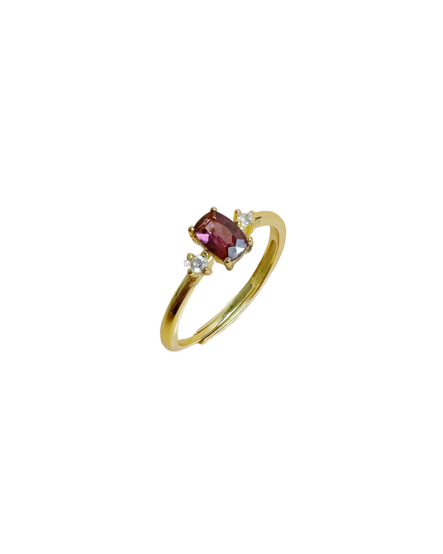 garnet silver ring side look