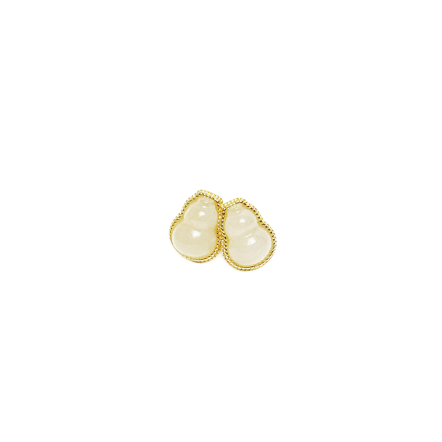 gourd-shaped white jade stud earrings