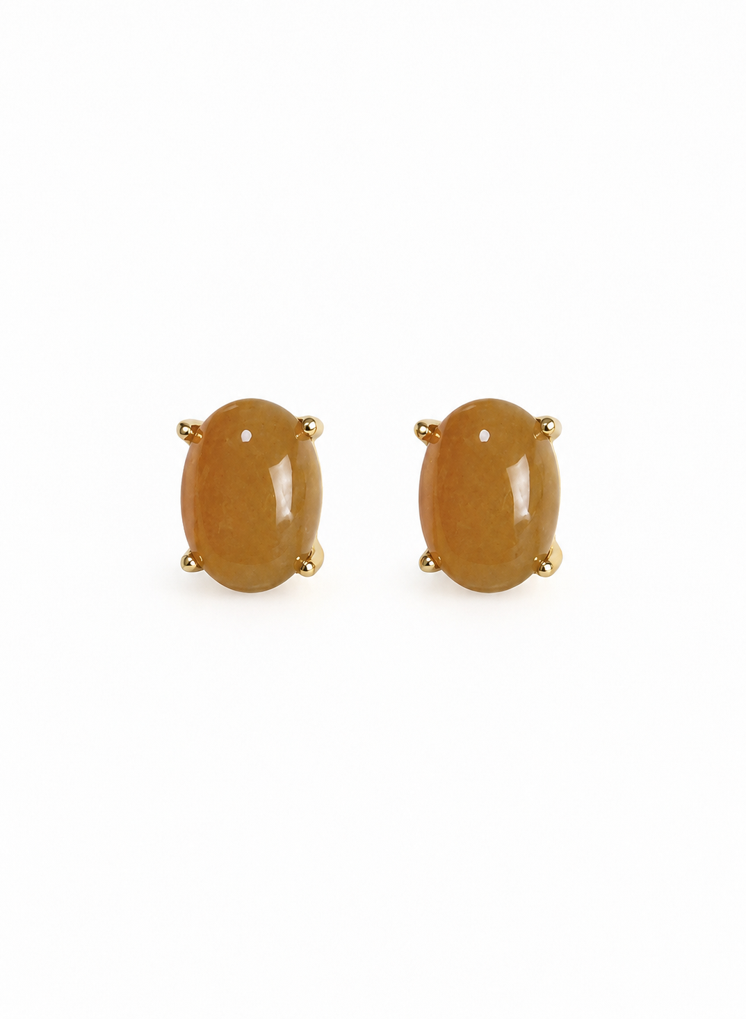 Light Caramel Glow Jade Stud Earrings