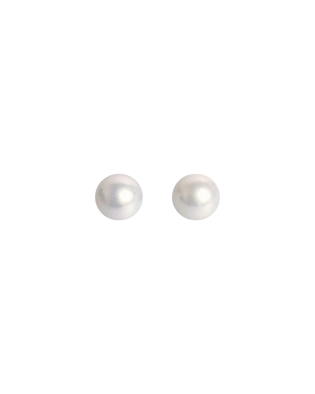 Flat White 6.5-7mm White Freshwater Pearl Stud Earrings - High Grade