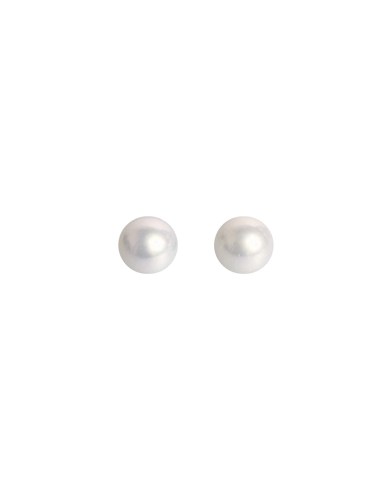 Flat White 6.5-7mm White Freshwater Pearl Stud Earrings - High Grade