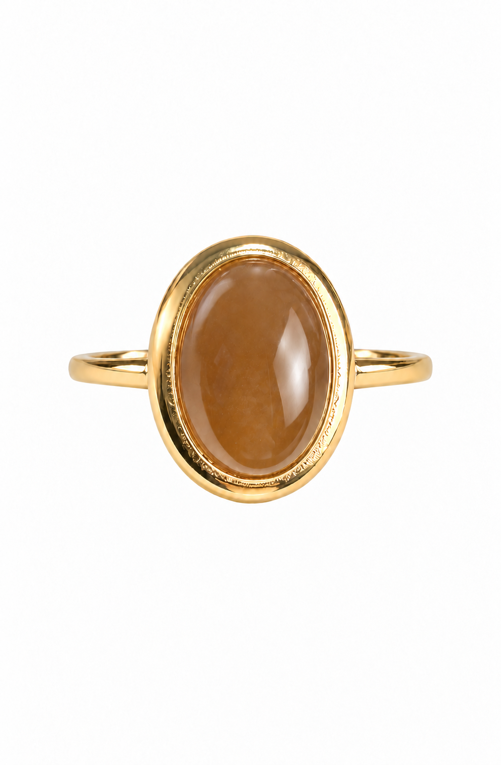Caramel Glow Jade Statement Ring