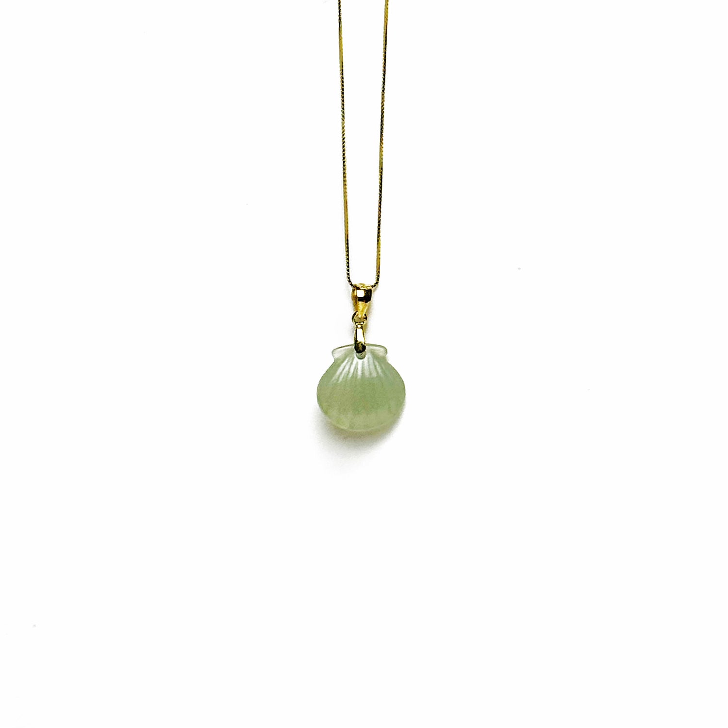 Jade Shell Pendant Silver Necklace