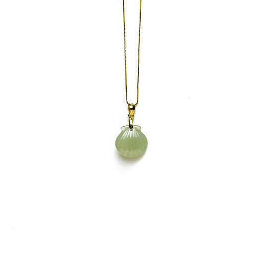 Jade Shell Pendant Silver Necklace