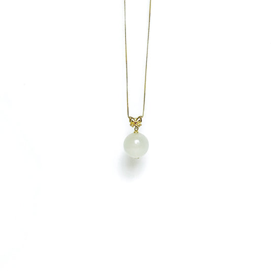 White Jade Drop Pendant Silver Necklace