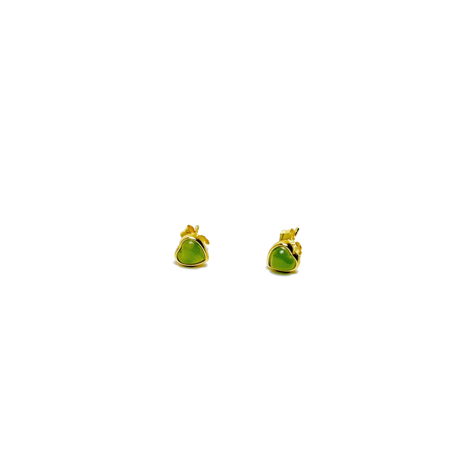 Heart-Shaped Green Jade Stud Earrings