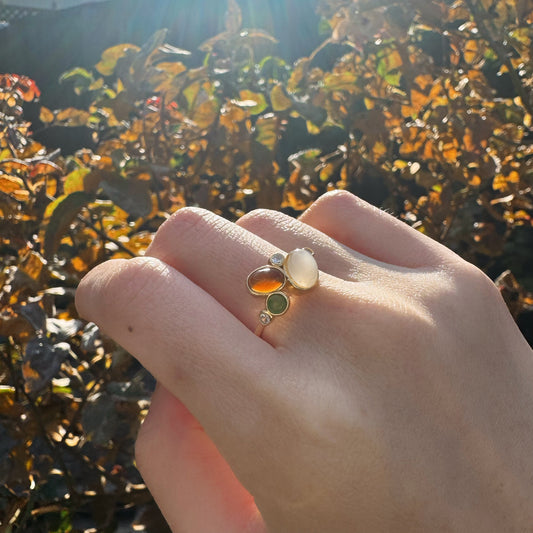 Harmony Mix Jade Silver Ring