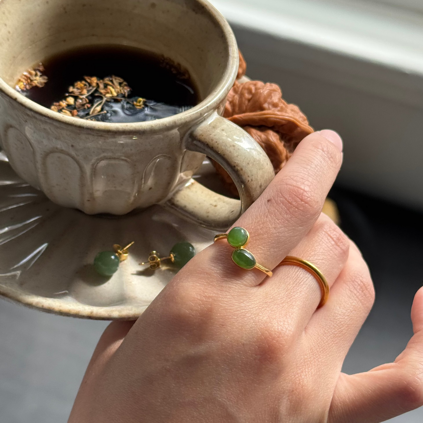 Green Orbit Jade Ring