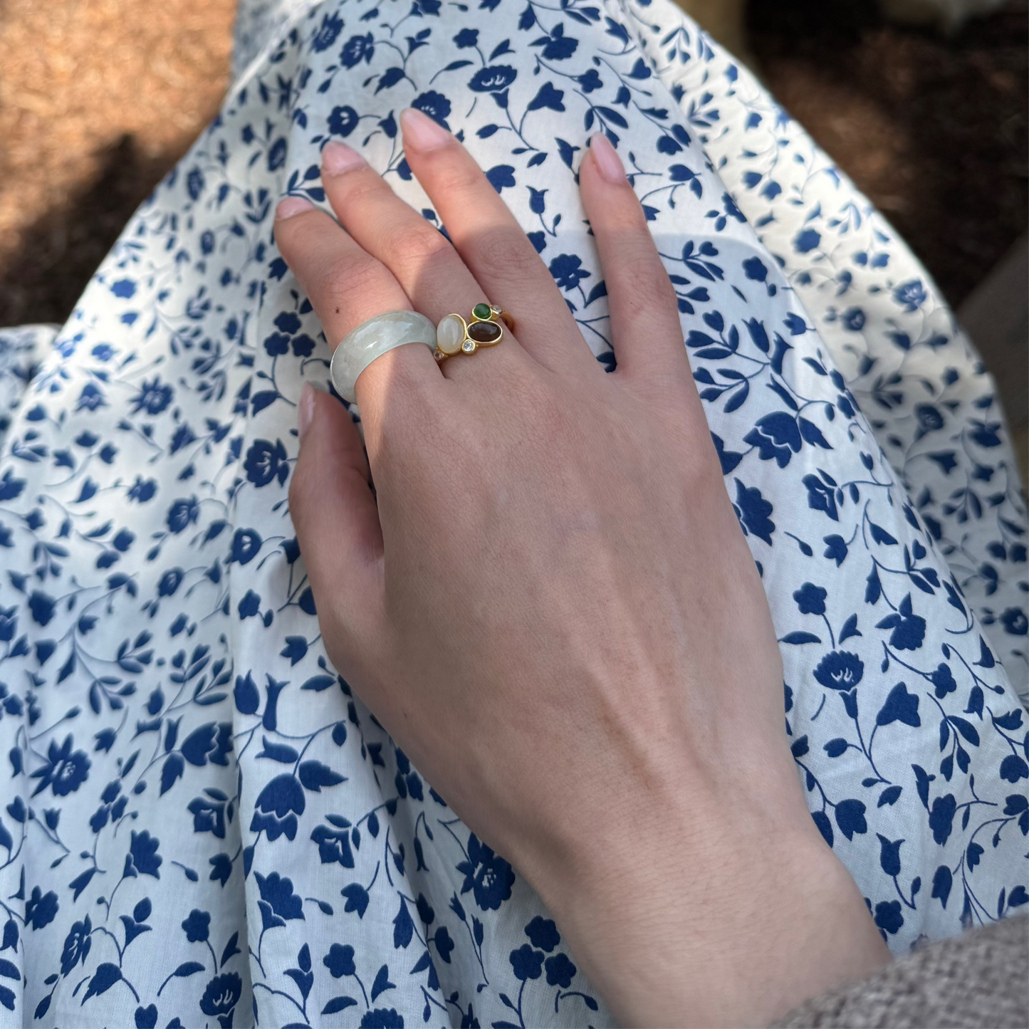 Harmony Mix Jade Silver Ring