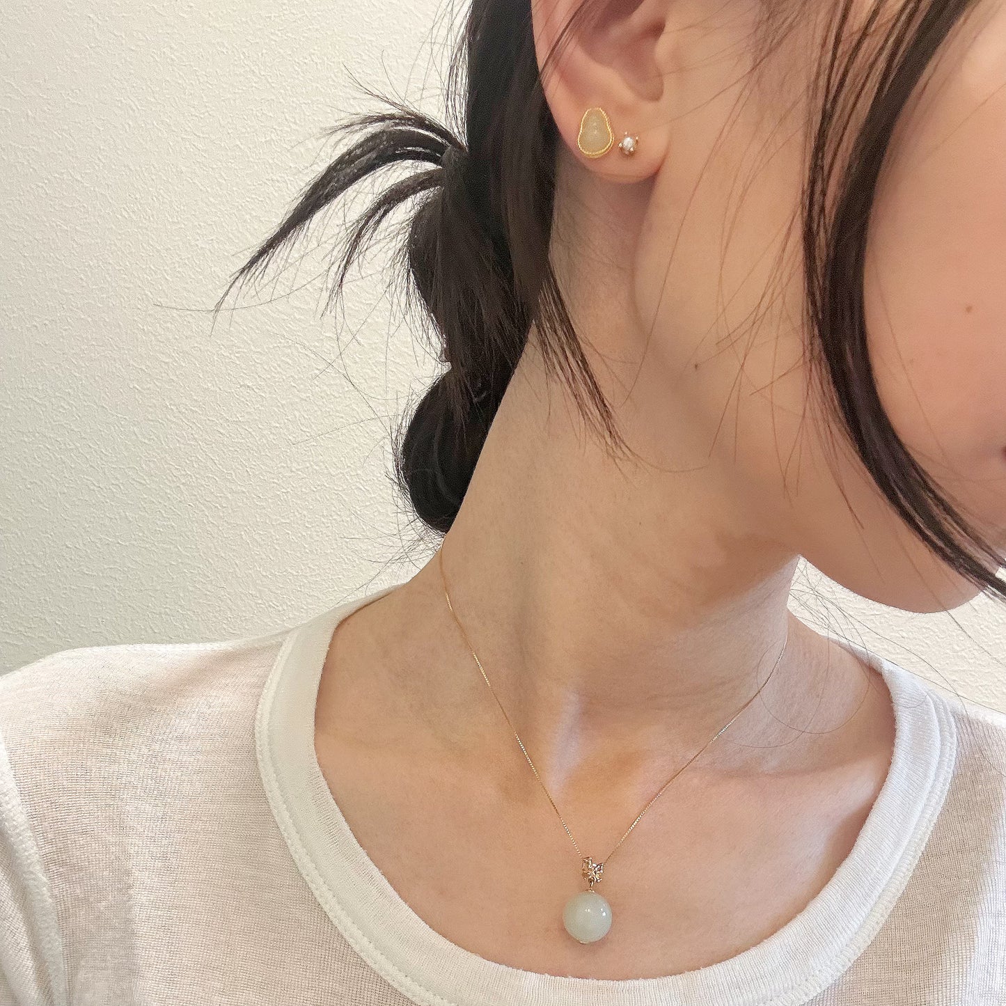 White Jade Drop Pendant Silver Necklace