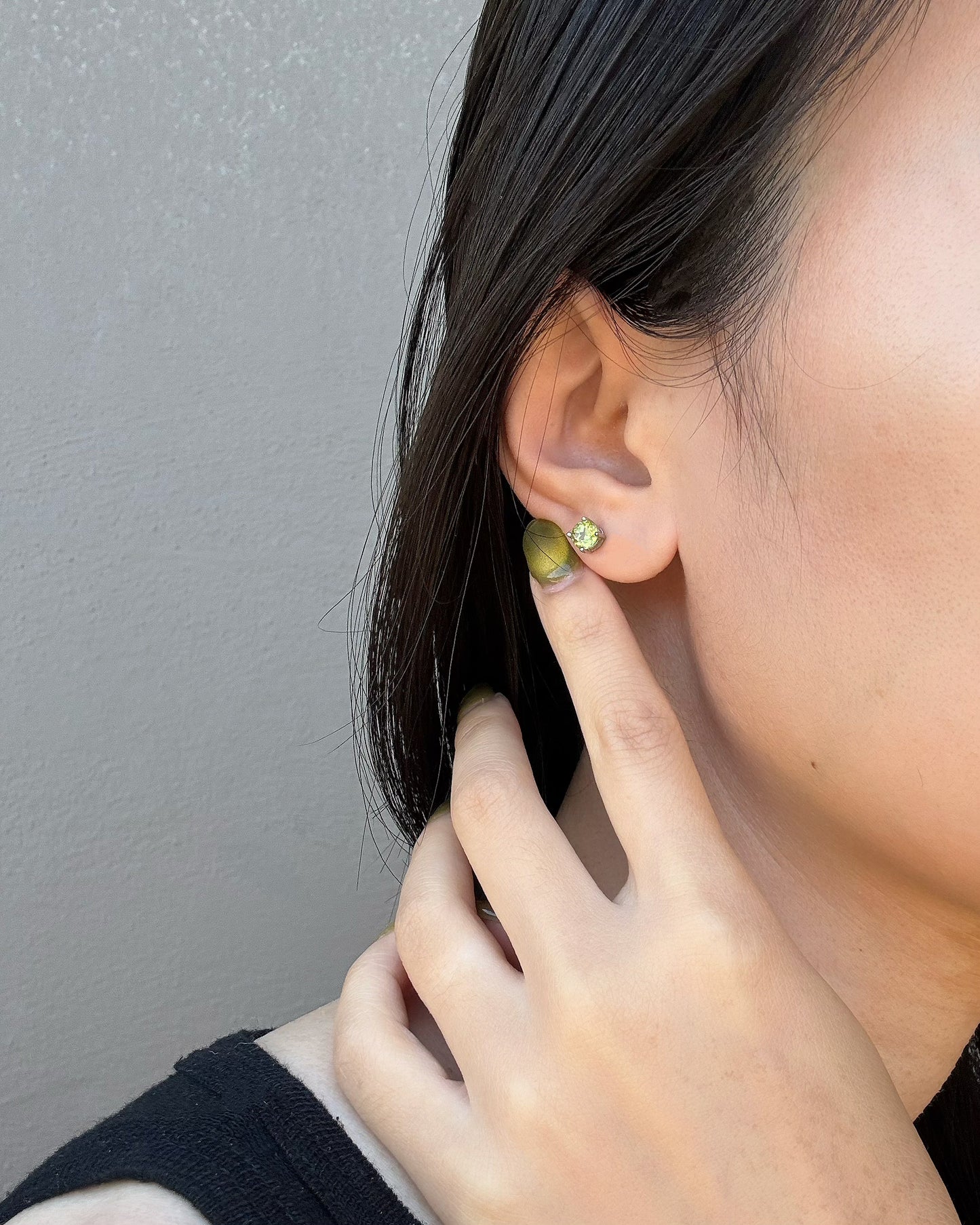 Olive Glow Peridot Stud Earrings