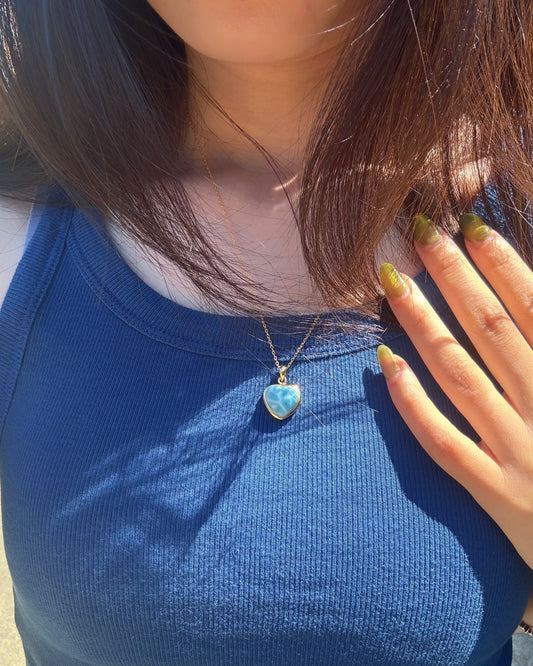 One-of-a-Kind Heart Shaped Larimar Silver Necklace