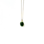 Classic Oval Jade Pendant Necklace with gold-plated 925 sterling silver chain, one of our most loved and best-selling jade jewelry pieces.