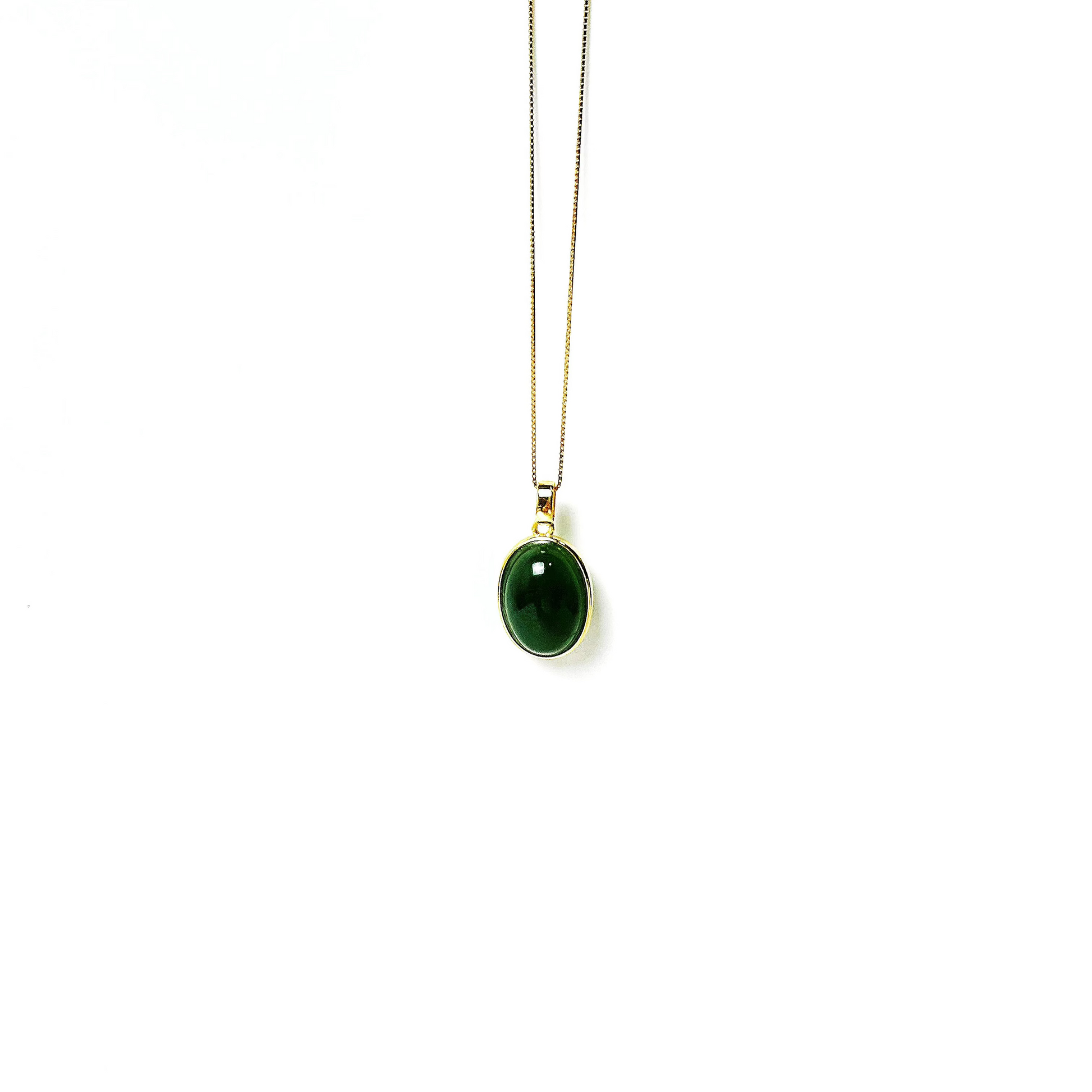 Classic Oval Jade Pendant Necklace with gold-plated 925 sterling silver chain, one of our most loved and best-selling jade jewelry pieces.