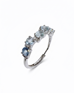 aquamarine silver band with 5 aquamarine stones