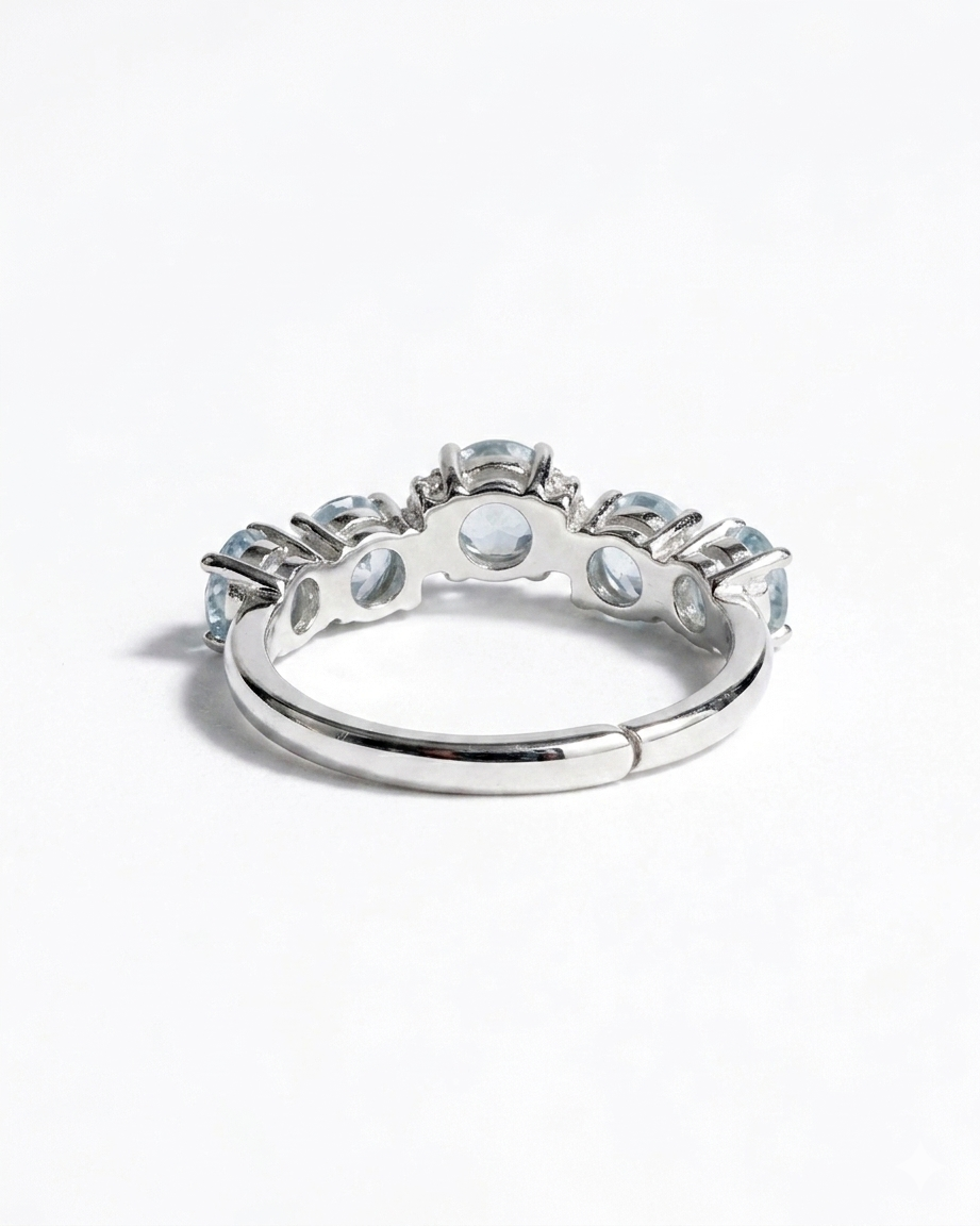 aquamarine silver band back with adjustable band
