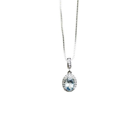 Aquamarine Ocean Whisper Silver Necklace