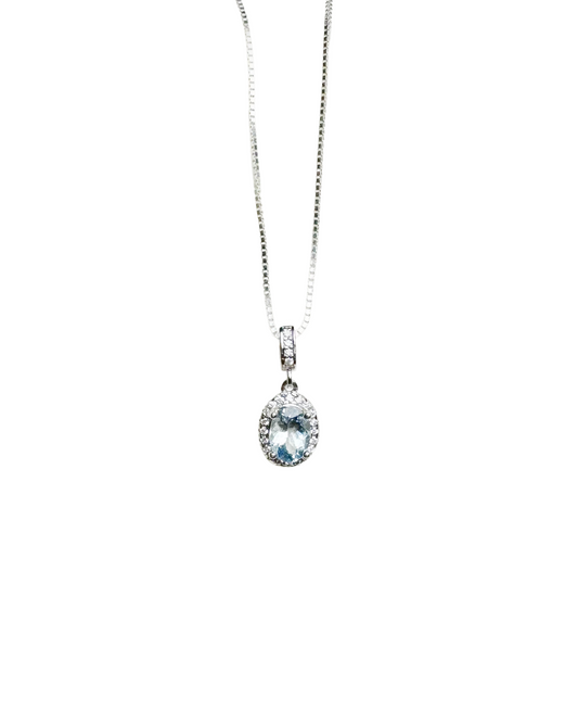 Aquamarine Ocean Whisper Silver Necklace