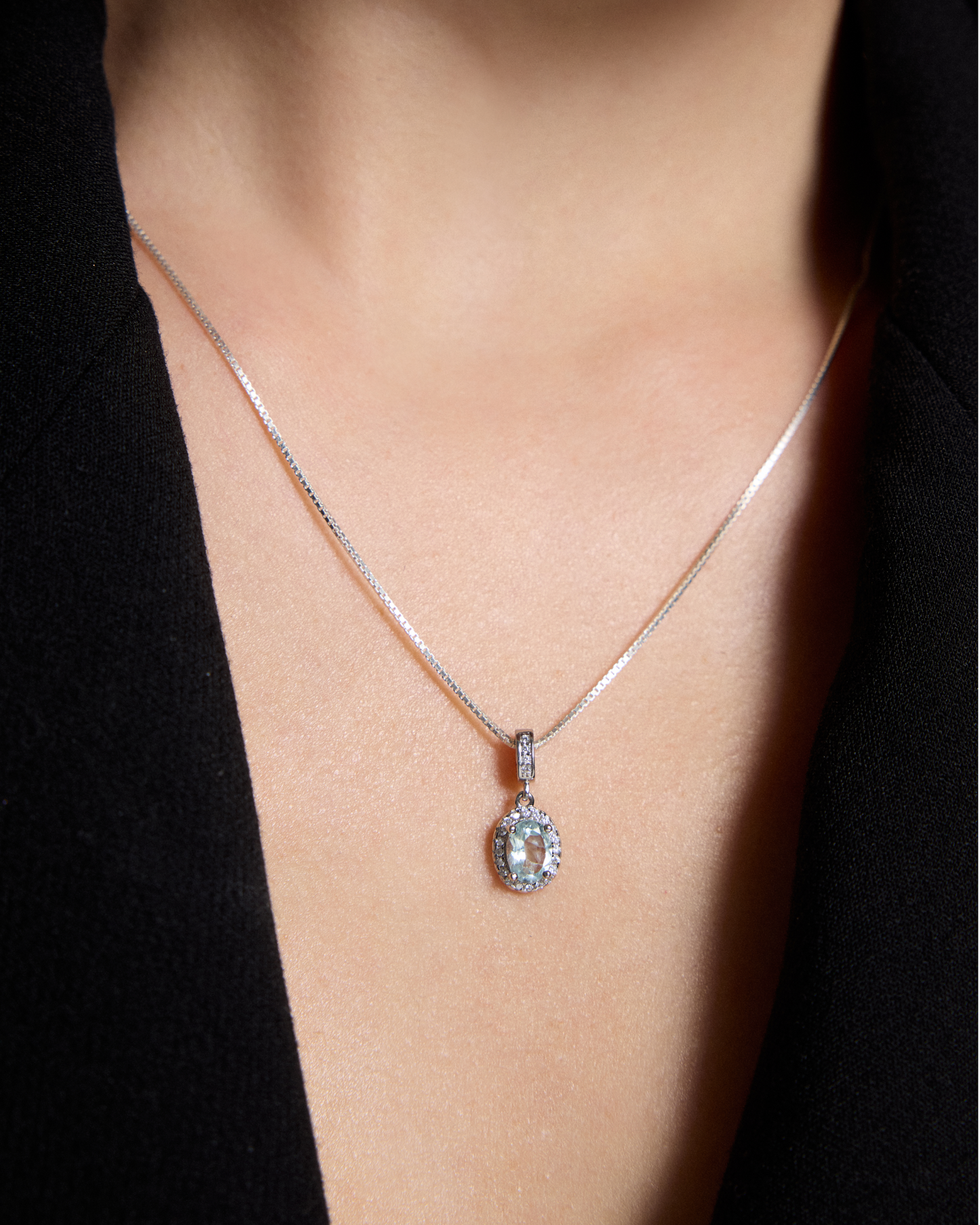 Aquamarine Ocean Whisper Silver Necklace