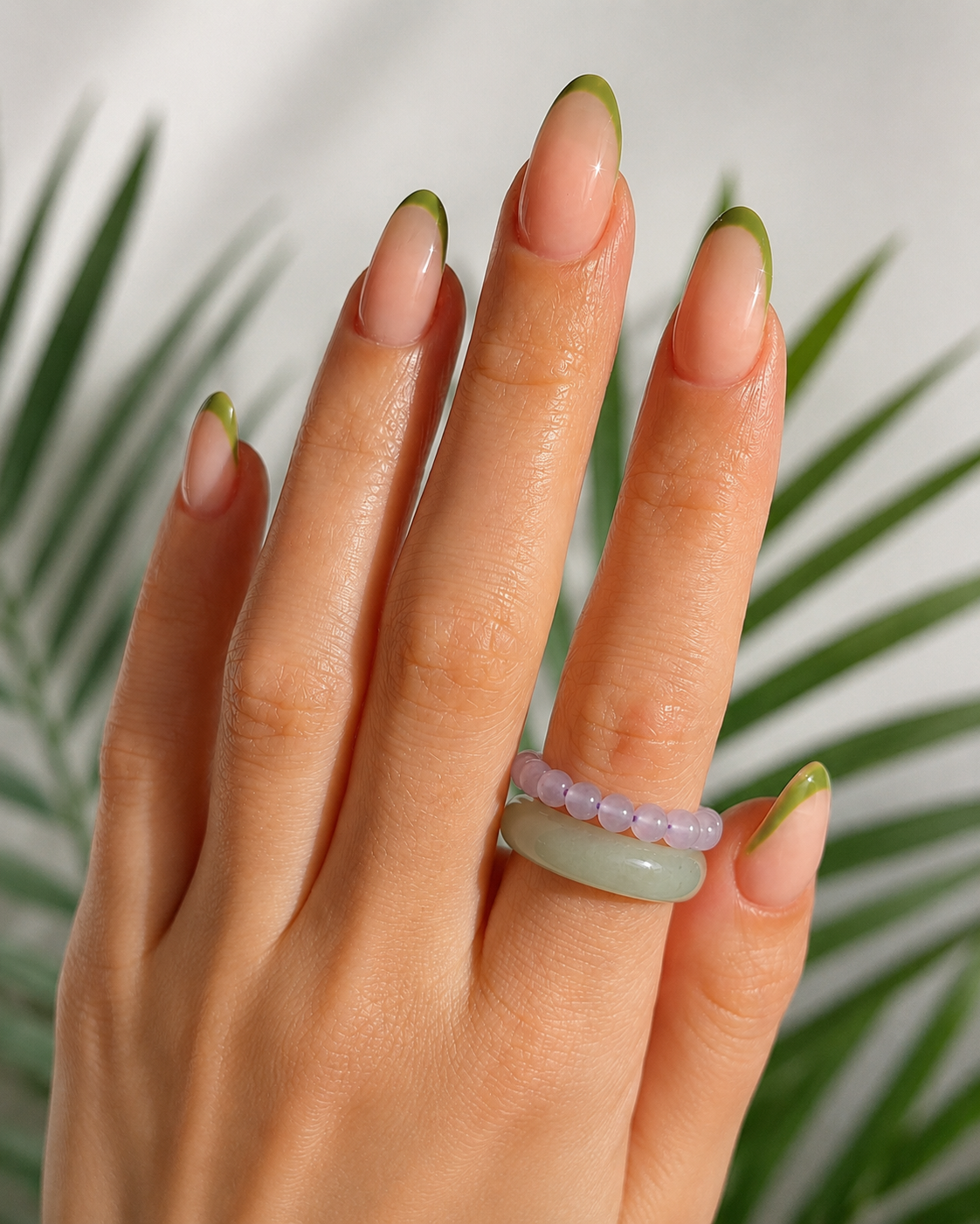 Smoky Purple Nephrite Jade Bead Stacking Ring