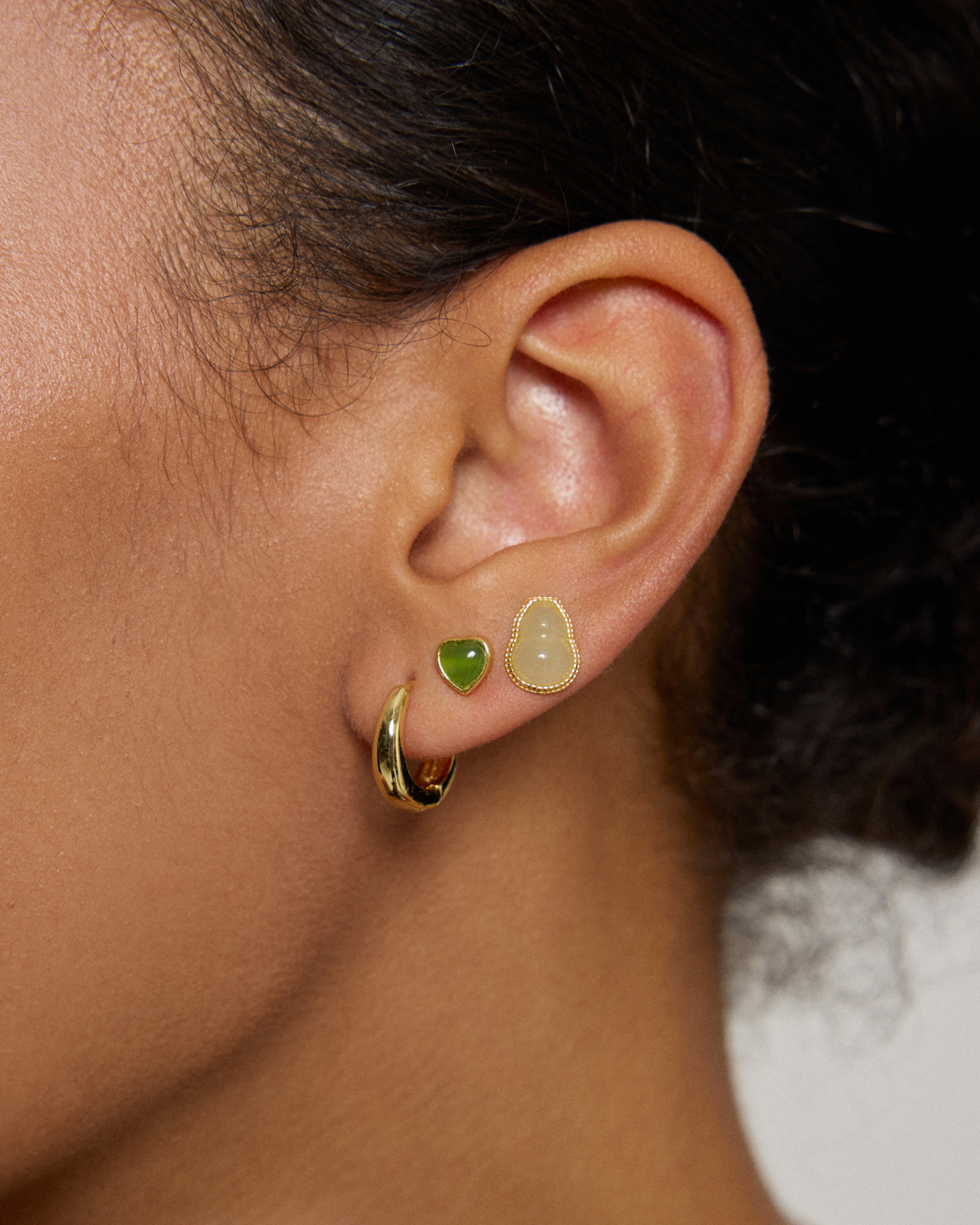 Daily Matcha Duo Jade Stud Earrings Set