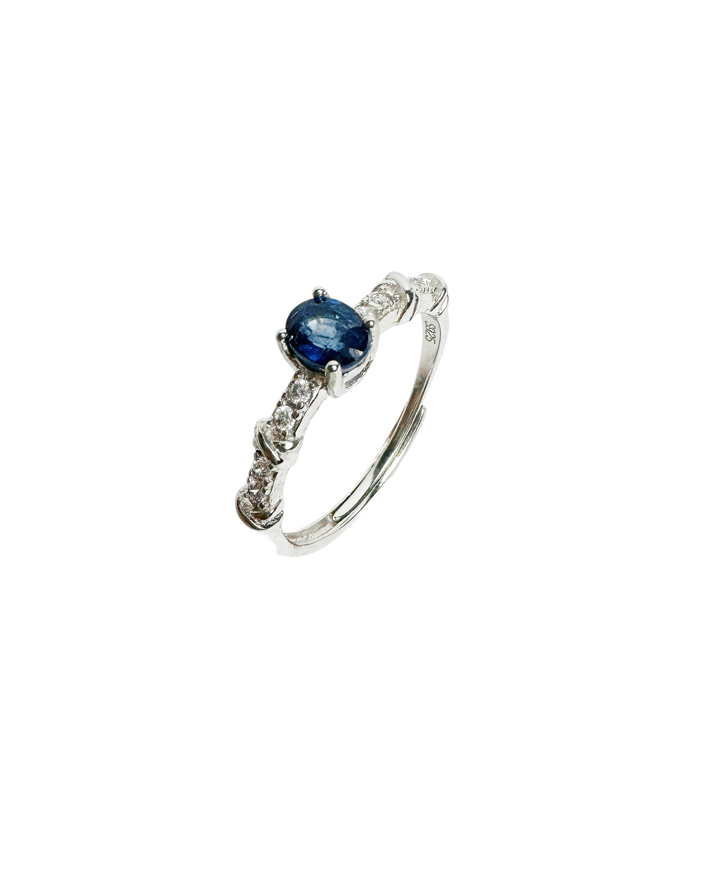 Midnight Glow Blue Sapphire Silver Ring