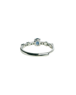natural blue sapphire silver ring with cubic zirconia on the side back look