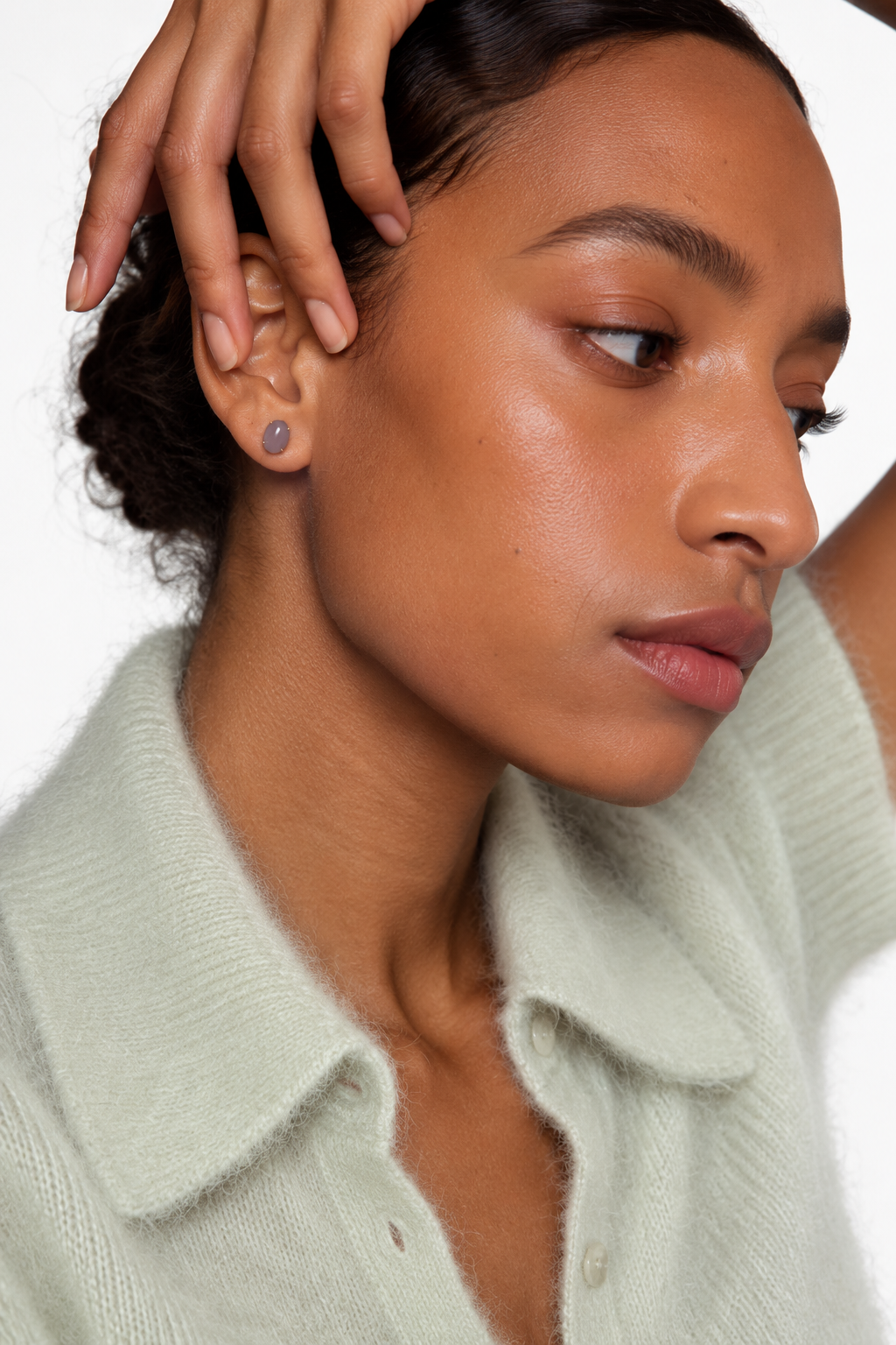 Violet Haze Jade Stud Earrings