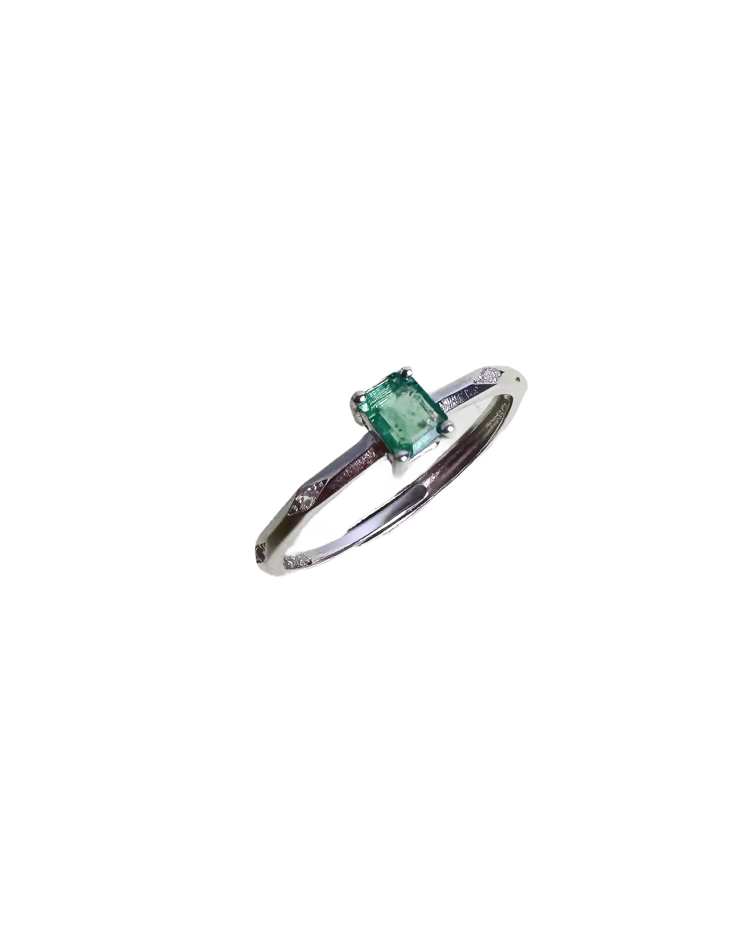Verdant Grace Natural Emerald Silver Ring