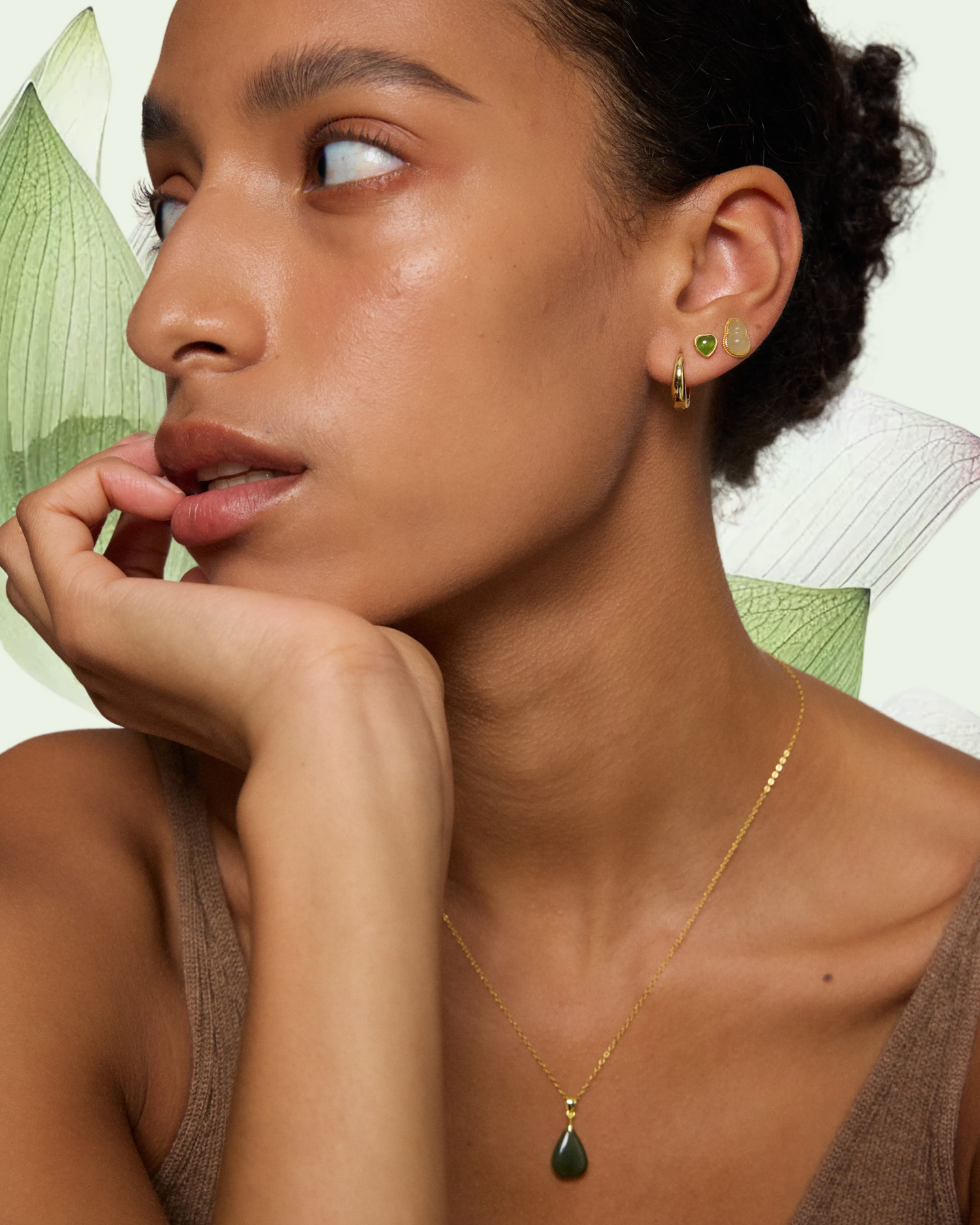 Daily Matcha Duo - Jade Stud Earring Set