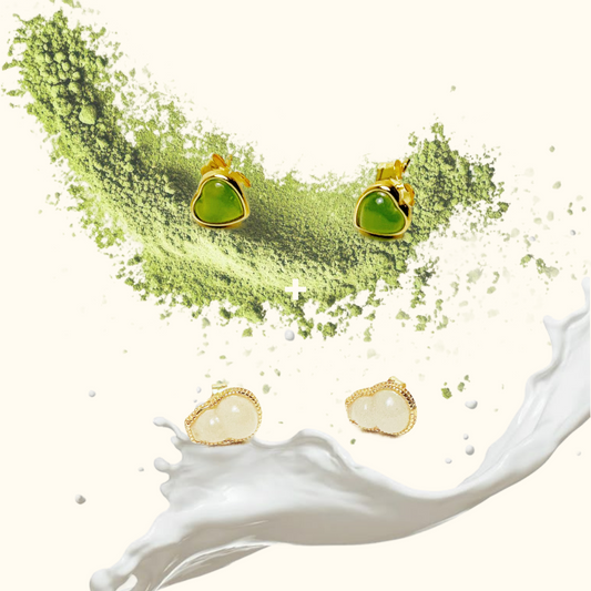 Daily Matcha Duo - Jade Stud Earring Set