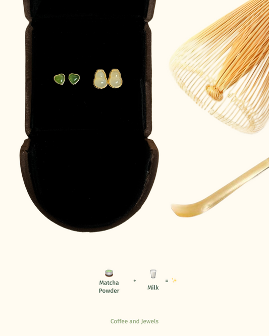 Daily Matcha Duo - Jade Stud Earring Set