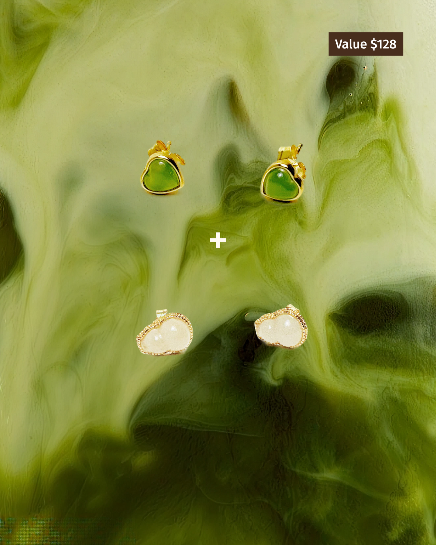 Daily Matcha Duo - Jade Stud Earring Set
