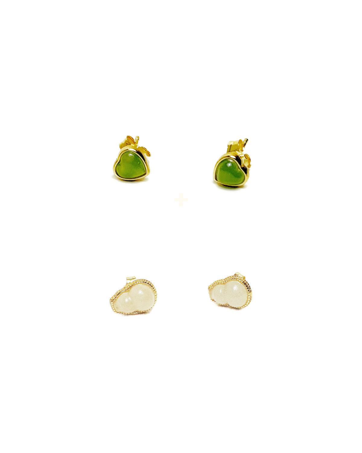 Daily Matcha Duo Jade Stud Earrings Set