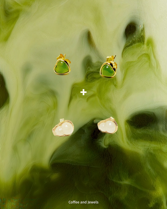Daily Matcha Duo - Jade Stud Earring Set