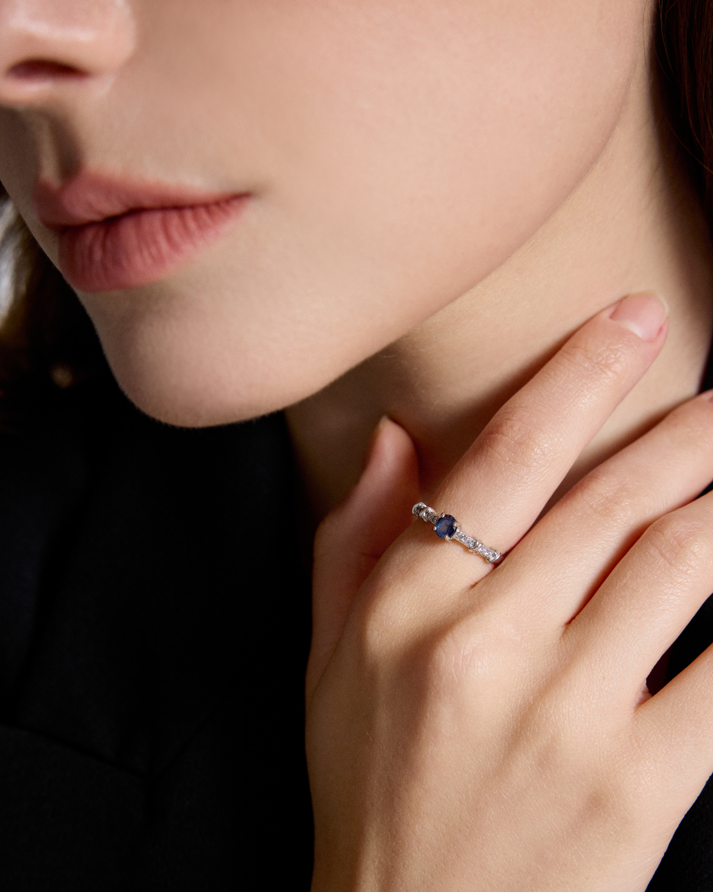 Midnight Glow Blue Sapphire Silver Ring