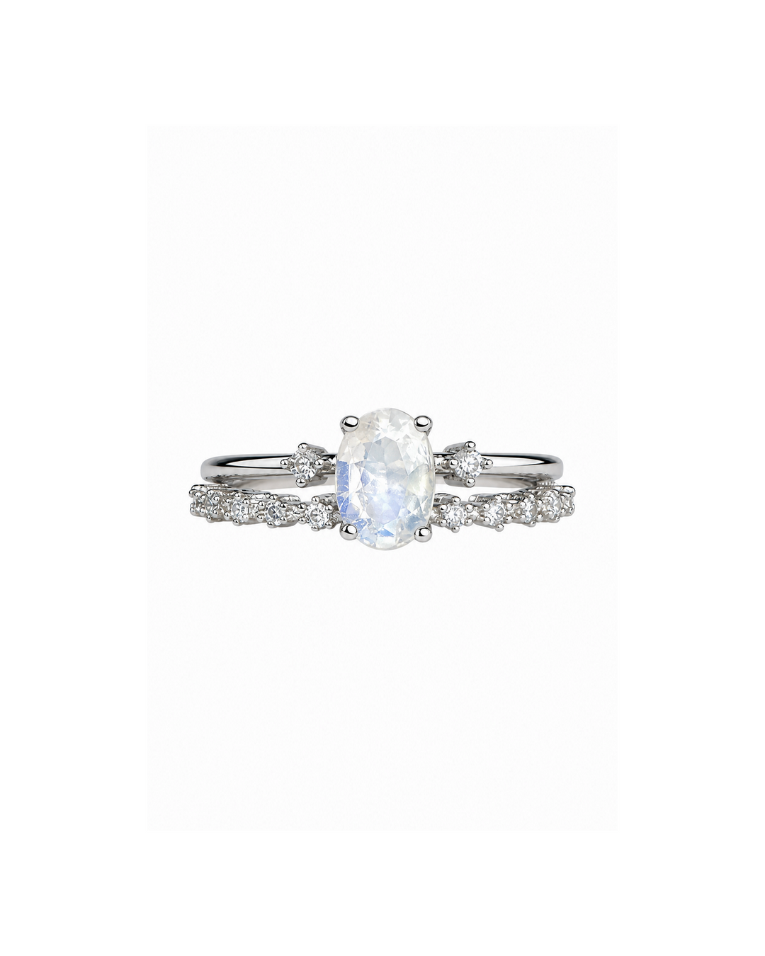Rainbow Halo Moonstone Ring