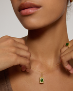 oval jade frame pendant silver necklace model look with oval  jade ring