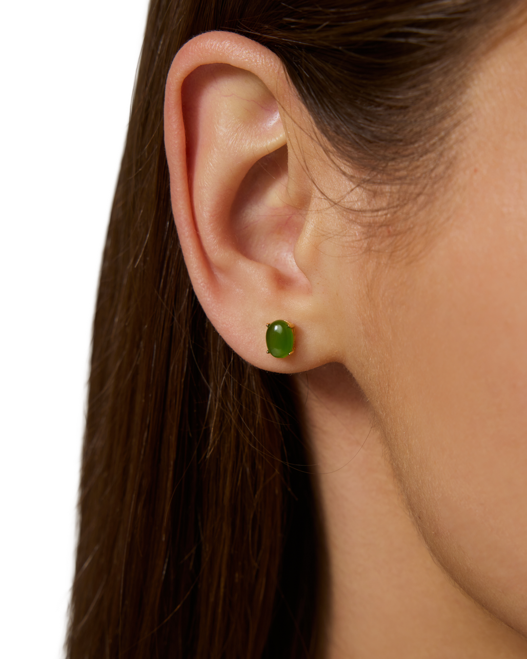 Oval Jade Stud Earrings
