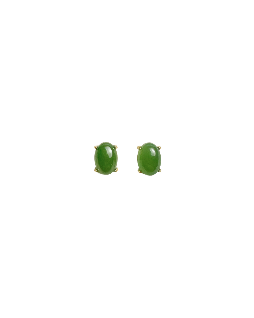 Oval Jade Stud Earrings
