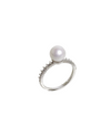 Flat White 7-7.5mm White Freshwater Pearl Silver Ring - High Grade