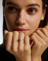Flat White 7-7.5mm White Freshwater Pearl Silver Ring - High Grade