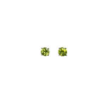 Natural peridot studearrings in 925 sterling silver claw setting.